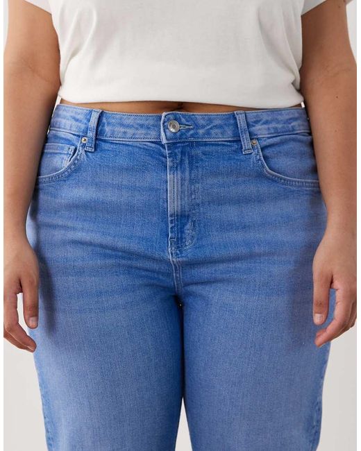 ASOS Blue Asos Design Curve Ankle Grazer Comfort Stretch Straight Leg Jeans