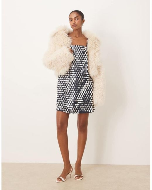 Ghospell White Denim Sequin Mini Shift Dress