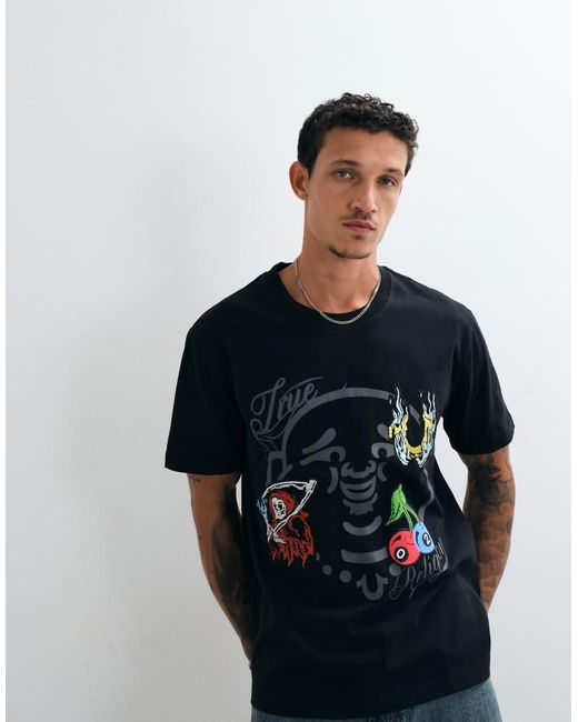 True Religion White Short Sleeve Buddha Face Graphic Standard Fit T-shirt for men