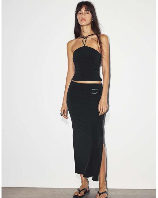 Pull&Bear Top Met Halternek En Gesp in het Black