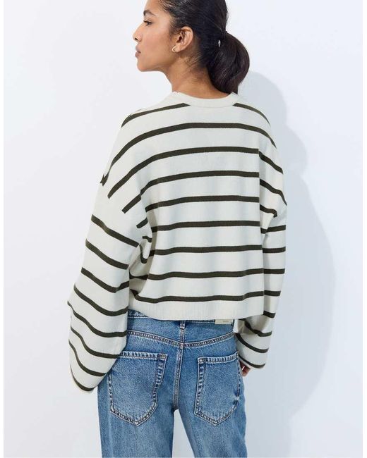 Stradivarius Blue Wide Sleeve Cropped Knit Jumper