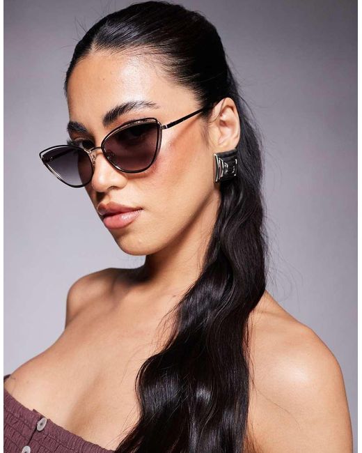 ALDO Black Calanderiel Metal Cat Eye Sunglasses