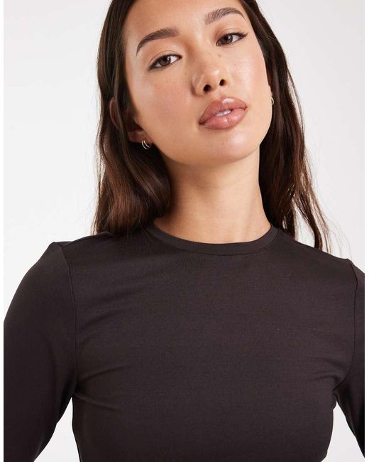 Miss Selfridge Black Sculpted Long Sleeve Tee