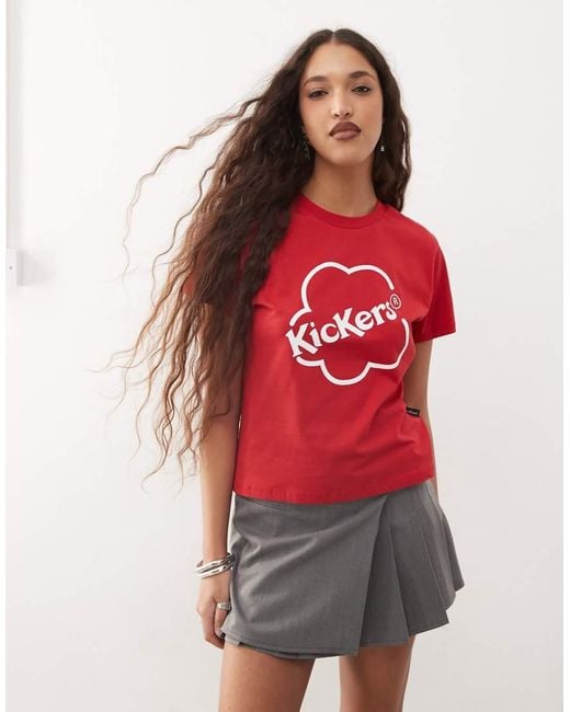 Kickers Red 90s Baby Tee With Logo
