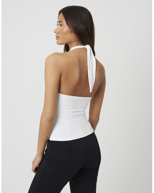Brave Soul White Jersey Halter Neck Top