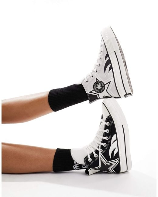 Converse White Chuck Taylor All Star Lift Hi Racer Trainers
