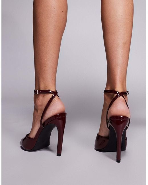 Public Desire Purple Public Desire Caught On Wide Fit Tie Leg Heeled Sandals