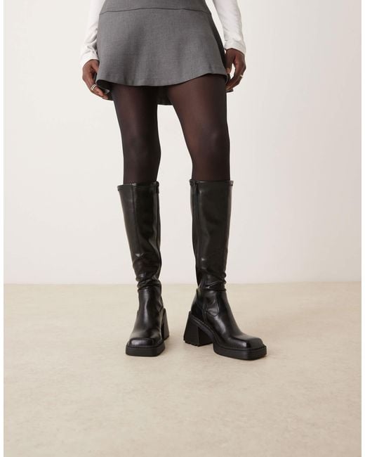 Charly - bottes hauteur genou à talon haut ASOS en coloris Natural