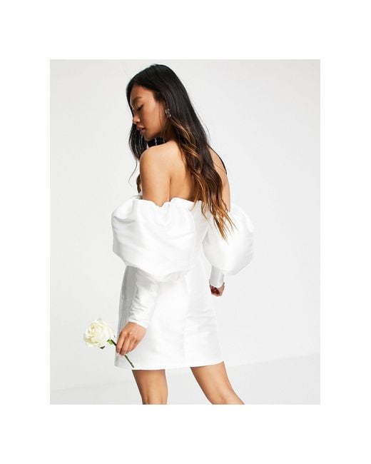 Off the shoulder best sale dress with sleeves white