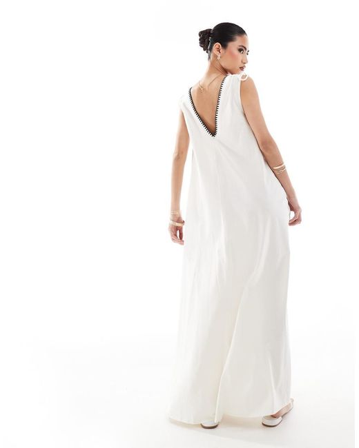 River Island White Plunge Floaty Maxi Dress