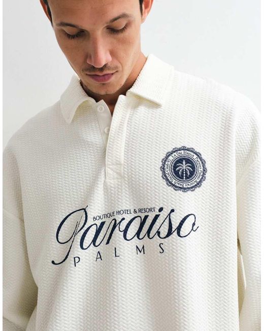 ASOS White Extreme Oversized Crew With Text Print for men