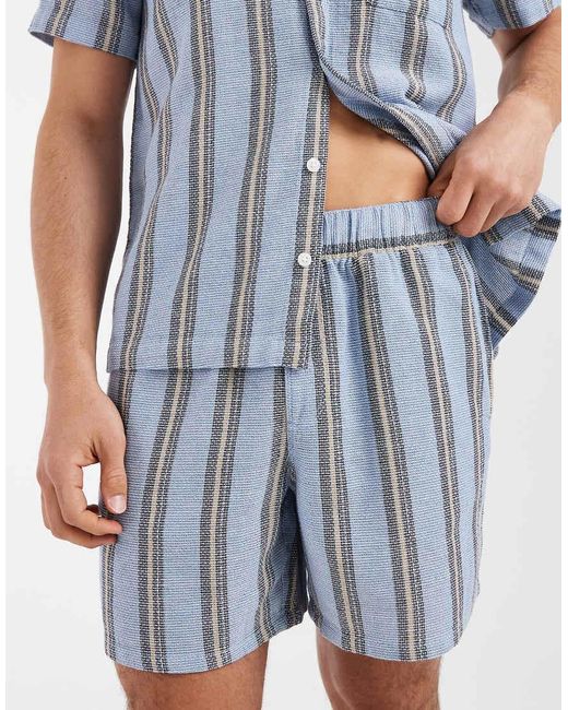 ASOS Blue Textured Mid Length Shorts for men