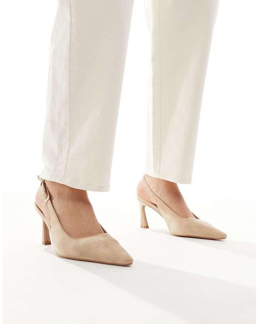 Glamorous White Pointed Slingback Heeled Court Shoes
