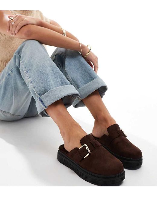 London Rebel Blue London Rebel Robin Wide Fit Sling Back Mules
