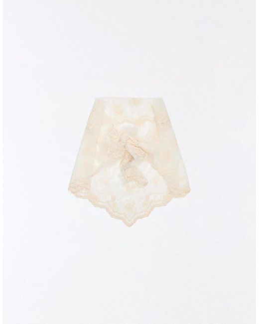 Bershka Black Embroidered Scarf