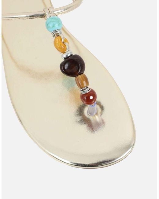 SIMMI Natural Disha Beaded Flat Sandals