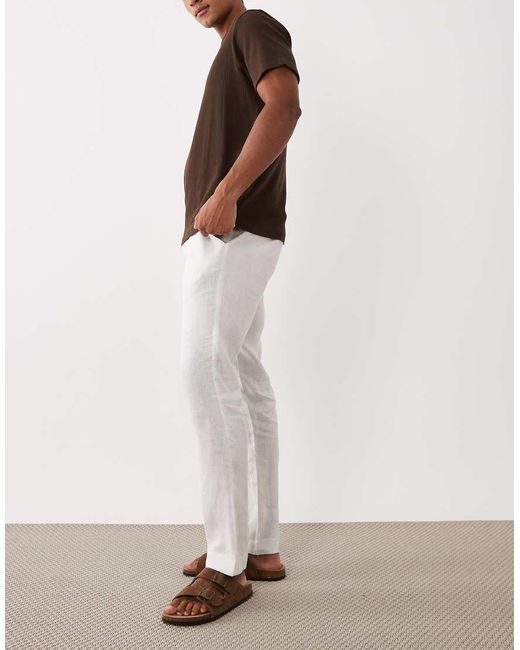 Mango Linnen Broek in het White voor heren