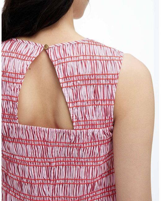 Tommy Hilfiger Pink Stripe Smock Sleeveless Fit And Flare Maxi Dress