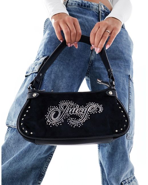 Juicy Couture Blue Y2k Diamante Logo Shoulder Bag
