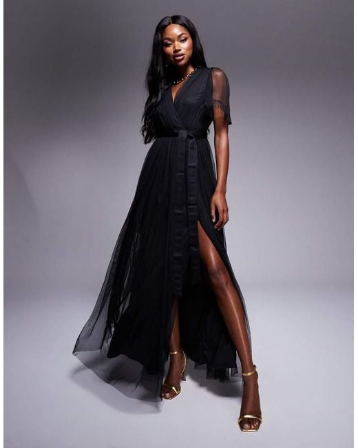 Faux wrap maxi dress hotsell