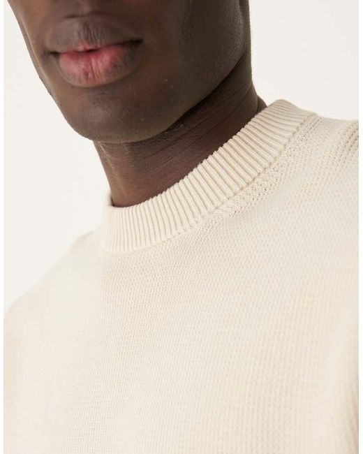 SELECTED Natural 100% Cotton Knitted Crew Neck Jumper for men