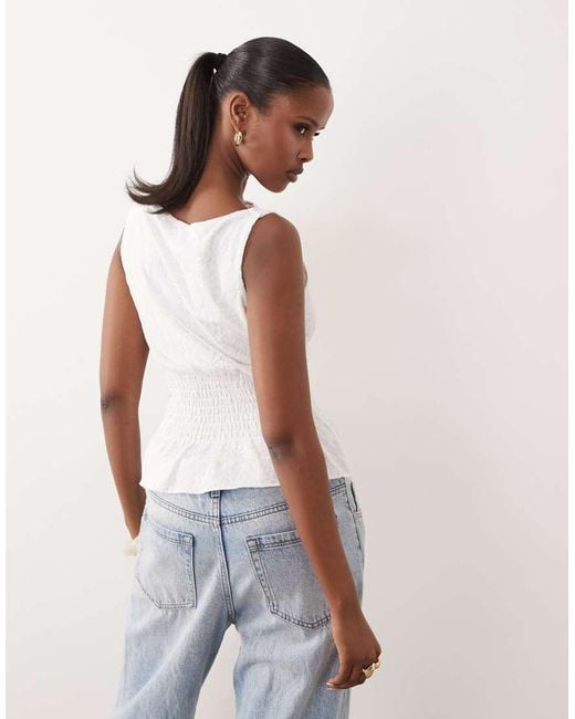Gina Tricot White Lace Smock Top
