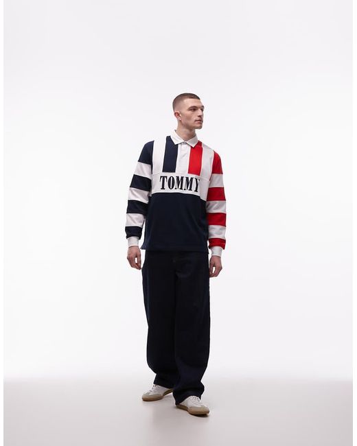 Tommy Hilfiger Red Relaxed Fit Archive Rugby Shirt for men