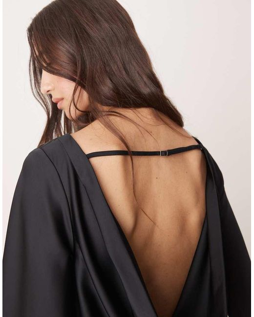 Abercrombie & Fitch Black Long Sleeve Satin Top