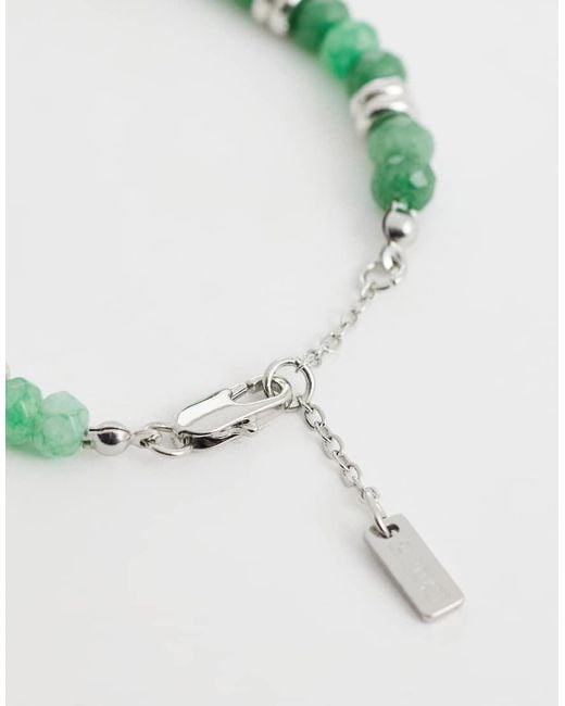 ASOS Green Semi-precious Stone And Charm Beaded Bracelet for men