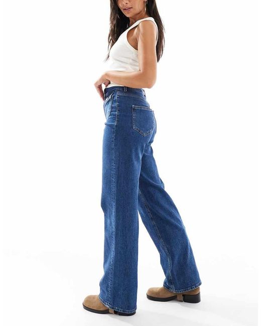 Vero Moda Blue Tessa Retro Pocket Detail Wide Leg Jeans