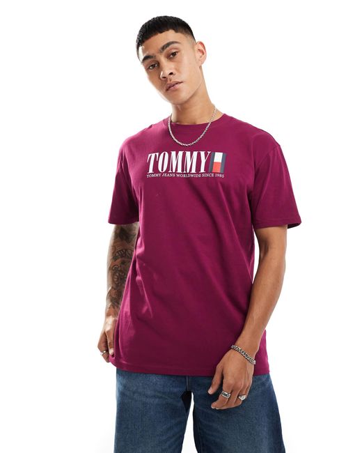 Tommy Hilfiger Red Large Logo T-shirt for men