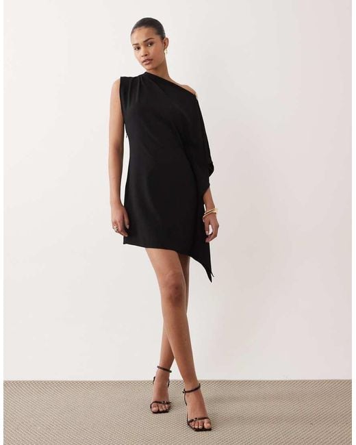 Mango Black Asymmetric Mini Dress With Hardware Detail