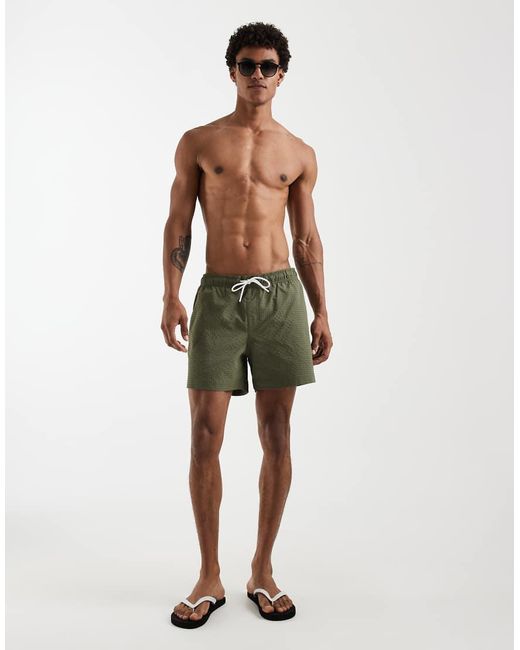 Jack & Jones Green Seersucker Swim Shorts for men