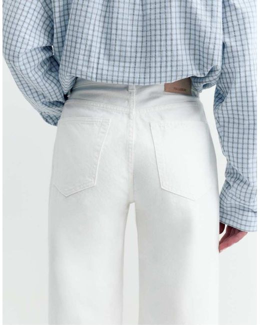 Pull&Bear Blue Petite Straight Wide-leg Jeans