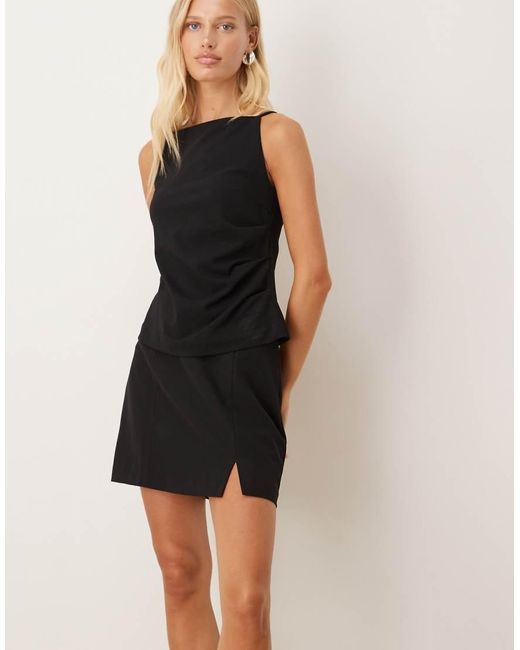 Vila Natural Notch Detail Mini Skirt