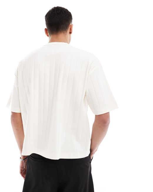 ASOS White Oversized Boxy Fit Textured Rib T-shirt for men