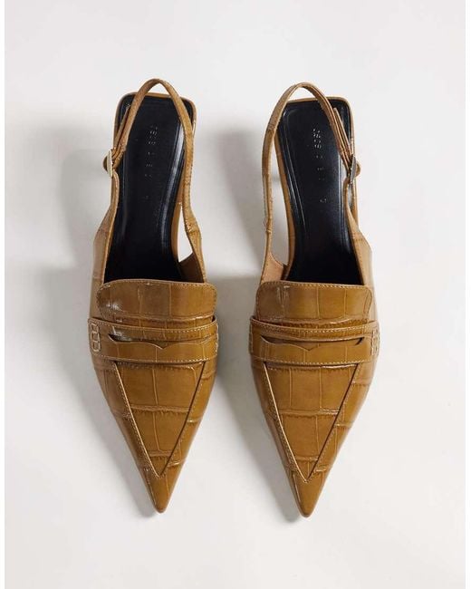 ASOS Natural Sundae Slingback Kitten Heeled Loafers