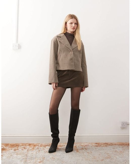 Noisy May Natural Boxy Houndstooth Jacket