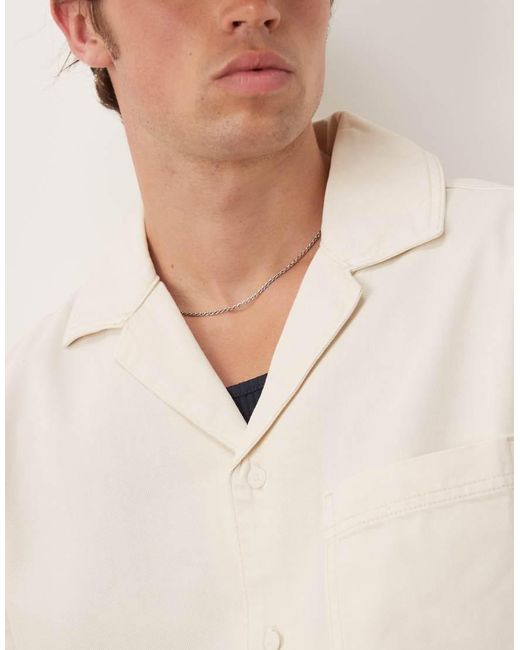 Camicia A Maniche Corte di Mango in Natural da Uomo
