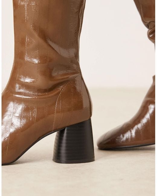 ASOS Natural Cassidy Round Toe Knee Boots