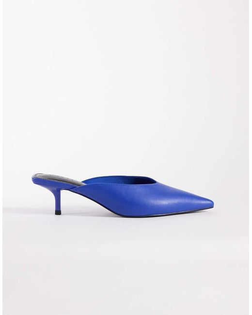 ASOS Blue Surprise Pointed Kitten Heeled Mules
