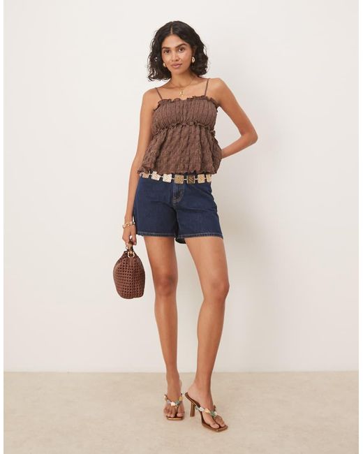 ASOS Blue Festival Textured Babydoll Top