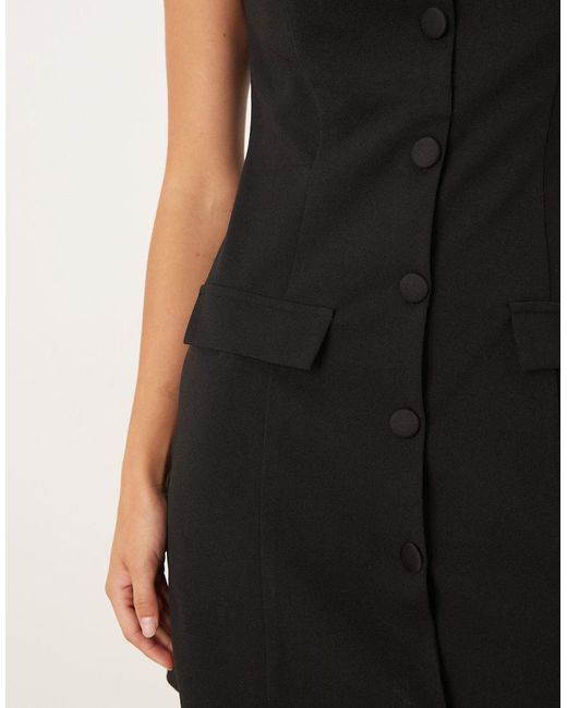 ASOS Natural Sleeveless Button Down Waistcoat Mini Dress
