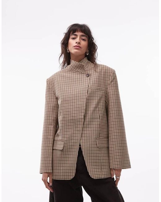 ASOS Natural Funnel Neck Wrap Blazer