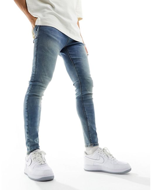 ASOS Blue Spray On Jeans With Power Stretch for men