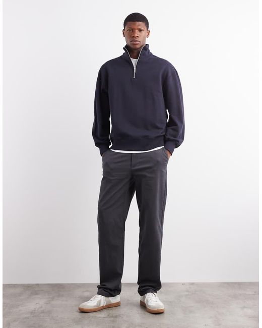 ASOS Premium Oversized Sweatshirt Van Zware 400 Gsm Stof Met Korte Rits in het Blue voor heren