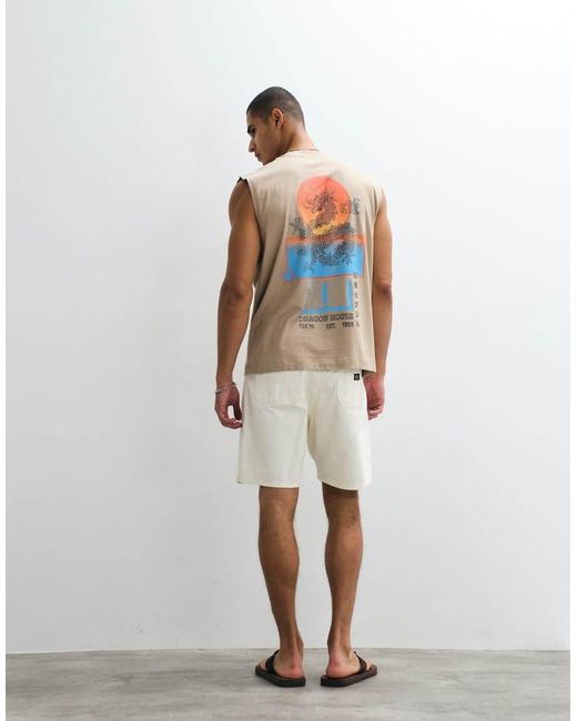 ASOS Brown Oversized Tank With Dragon Graphic for men