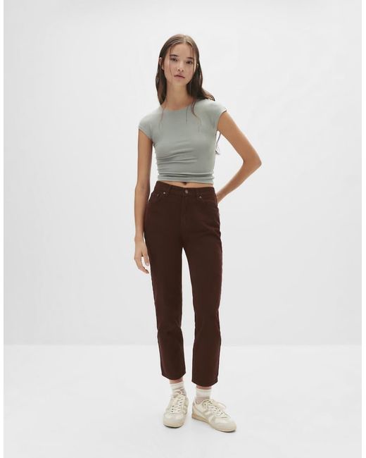 Pull&Bear Brown High-Waist Mom Fit Jeans
