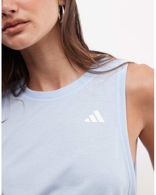 Adidas Originals Blue Adidas Training Essentials Cropped Vest