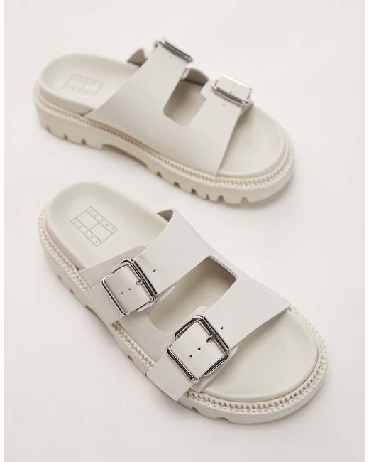 Sandali Bianchi Con Doppia Fascetta E Fibbia di Tommy Hilfiger in Multicolor